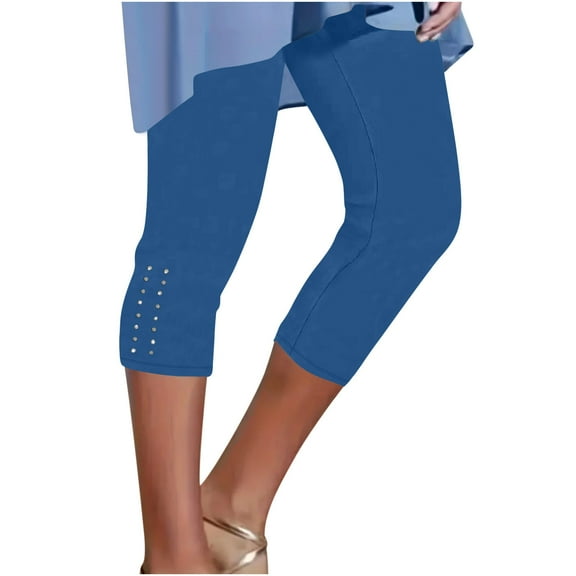 UAMVSH Capri Leggings for Women Soft Summer Stretchy Slimming Yoga Capris High Waist Pull on Tight Casual Athletic Cropped Pants