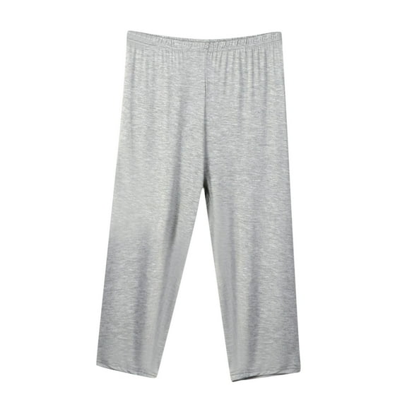 UAMVSH Capri Pajama Pants for Women Plus Size Loose Wide Leg Lounge Capris Basic Solid Color Elastic Waist Sleep Cropped Pants