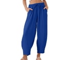 thumbnail image 1 of UAMVSH Capri Pants for Women Baggy Wide Leg Harem Capris with Pockets Casual High Waist Drawstring Lightweight Cropped Pants, 1 of 7