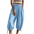thumbnail image 1 of UAMVSH Capri Pants for Women Casual Elastic Waist Baggy Cinch Bottom Capris with Pockets Soft Summer Drawstring Bloomer Lounge Pants, 1 of 7
