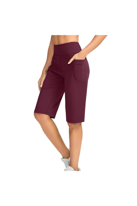 Capri Pants for Women Knee Length Wide Leg Yoga Cropped Pants with Pockets Loose Workout Casual Summer Pants