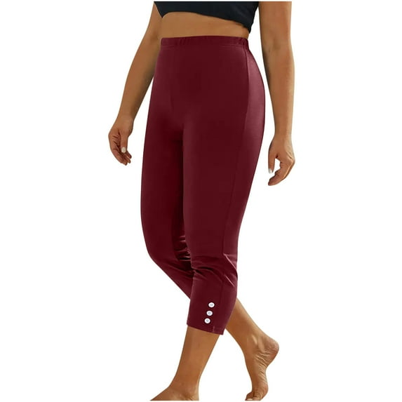 UAMVSH Capri Pants for Women Summer Casual Skinny Office Work Cropped Pants High Waist Stretchy Yoga Legging Lounge Capris