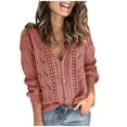 thumbnail image 1 of UAMVSH Cardigan Sweaters for Women Comfy Soft Button V Neck Shrugs Hollow Out Long Sleeve Casual Knit Tops Fall Fashion Clothing, 1 of 6