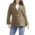 thumbnail image 1 of UAMVSH Cardigan Sweaters for Women Trendy Shawl Collar Open Front Cable Knitted Coats Long Sleeve Kimono Outerwear with Belt(X-Large,Khaki), 1 of 7