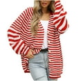 thumbnail image 1 of UAMVSH Cardigans for Women Fashion Stripe Printed Long Sweater Outerwear Long Sleeve Button down Fall Lightweight Coats Ladies Outfits(X-Large,Red), 1 of 3