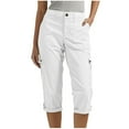 thumbnail image 1 of UAMVSH Cargo Capri Pants for Women Trendy Pockets Cuffed Hem Chino Capris Soft Summer Hiking Outdoor Athletic Lounge Cropped Pants, 1 of 7