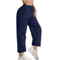thumbnail image 1 of UAMVSH Cargo Pants for Women Lightweight Hiking Athletic Long Pants with Pockets Elastic Waist Drawstring Ankle Length Pants, 1 of 7
