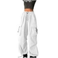 thumbnail image 1 of UAMVSH Cargo Pants for Women Palazzo High Waist Baggy Casual Solid Color Trousers Loose Fit Vintage Streetwear with Pockets(X-Large,White), 1 of 5