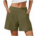 thumbnail image 1 of UAMVSH Cargo Shorts for Women Soft Elastic Waist Mid Rise Shorts Lightweight Summer Wide Leg Basic Shorts with Pockets, 1 of 7