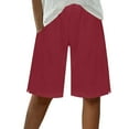 thumbnail image 1 of UAMVSH Casual Shorts for Women Basic Elastic Waist Knee Length Shorts Soft Side Slit Straight Leg Capri Pants with Pockets, 1 of 7