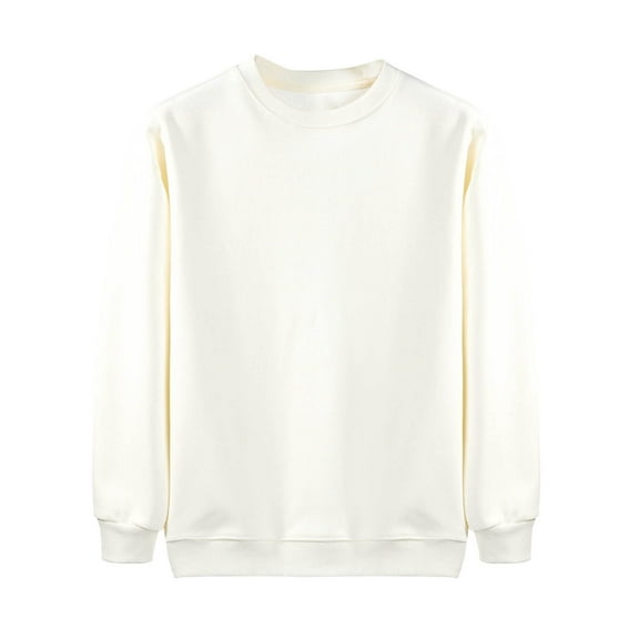 UAMVSH Casual Sweatshirts for Boys Girls Loose Fit Fleece Lined Long Sleeve Crew Neck Basic Pullover Tops Soft Unisex Kids Warm Shirts(7-8Years,Beige)