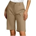 thumbnail image 1 of UAMVSH Chino Shorts for Women Casual Summer Soft Twill Shorts Bermuda Fashionable Pockets Work Long Shorts with Button, 1 of 6