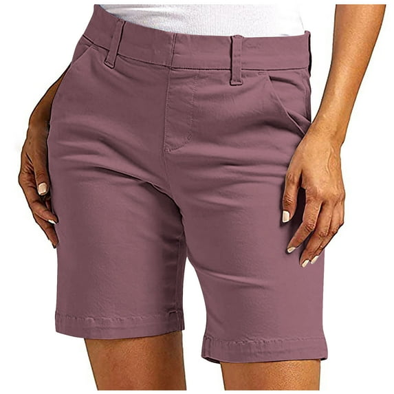 UAMVSH Chino Shorts for Women Dressy Bermuda Twill Work Shorts Trendy Summer Business Casual Slim Fit Long Shorts with Pockets