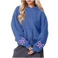 thumbnail image 1 of UAMVSH Christmas Hoodies for Women Print Bow Tie Oversized Long Sleeve Hooded Sweatshirts Fall Winter Casual Drop Shoulder Pullover Tops, 1 of 4