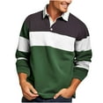 thumbnail image 1 of UAMVSH Color Block Shirts for Men Trendy Plus Size Golf Athletic Tops Casual Fall Long Sleeve Button Lapel V Neck T-Shirts(Medium,Green), 1 of 3