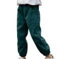 thumbnail image 1 of UAMVSH Corduroy Pants for Kids Warm Winter Thermal Cinch Bottom Fashion Pants with Pockets Soft Elastic Waist Lounge Pants(5-6Years,Green), 1 of 7