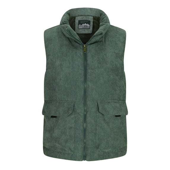 UAMVSH Corduroy Puffer Vest for Women Full Zip Sleeveless Warm Padded Waistcoat Stand Collar Outerwear