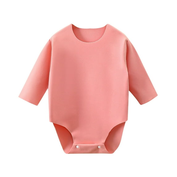 UAMVSH Cotton Baby Bodysuits Boys Girls Baggy Long Sleeve Jumpsuits Plain Casual Pullover Rompers Infant Fall Winter Clothes(12-24 Months,Pink)