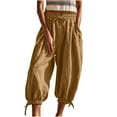 thumbnail image 1 of UAMVSH Cotton Linen Capri Pants for Women Soft Lightweight Summer Vacation Capris Slack Trendy Cinch Bottom Cropped Pants with Pockets, 1 of 7