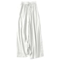 thumbnail image 1 of UAMVSH Cotton Linen Pants for Women Casual Palazzo Beach Vacation Pants with Pockets Loose Fit Wide Leg Drawstring Pants(X-Large,White), 1 of 7