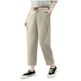thumbnail image 1 of UAMVSH Cotton Linen Pants for Women Fashion Casual Straight Leg Pants Lightweight Elastic Waist Vacation Long Trousers with Pockets(3X-Large,Beige), 1 of 3