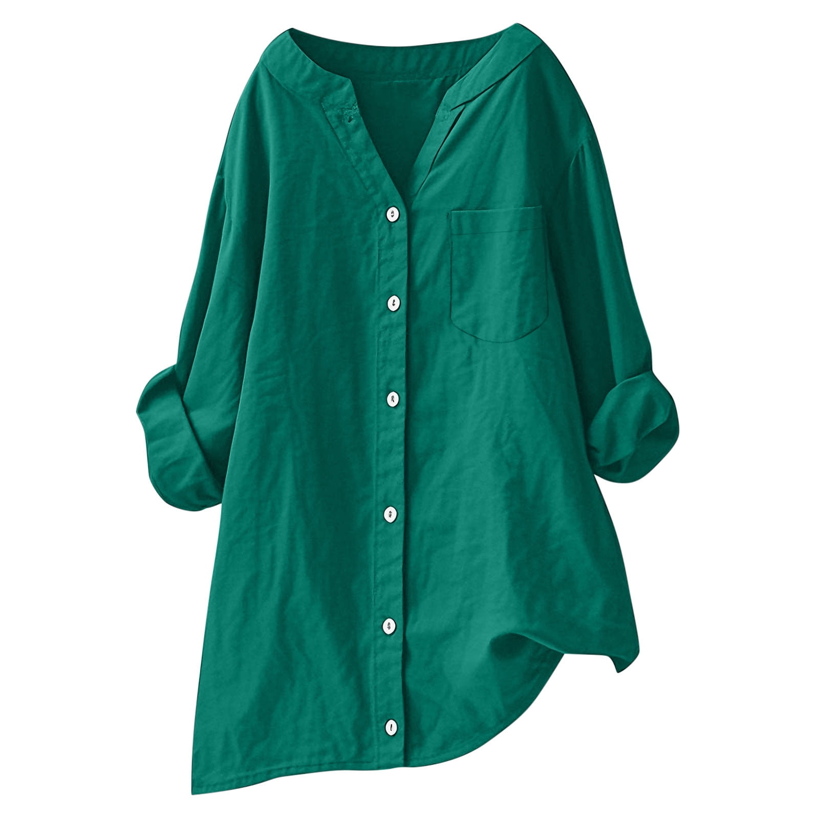 GOKKILRW Women's Linen V-Neck Blouse - Lightweight Gauze Short Sleeve Top For Office, Beach, Or Boho Style