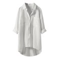 thumbnail image 1 of UAMVSH Cotton Linen Tops for Women Baggy Full Sleeve Button down Blouse Lightweight Oversized Collared Long Shirts with Pockets(X-Large,White), 1 of 4