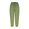 thumbnail image 1 of UAMVSH Cotton Linen for Women Casual Lightweight Straight Leg Lounge Pants with Pockets Soft Elastic Waist Drawstring Basic Pants(X-Large,Green), 1 of 4