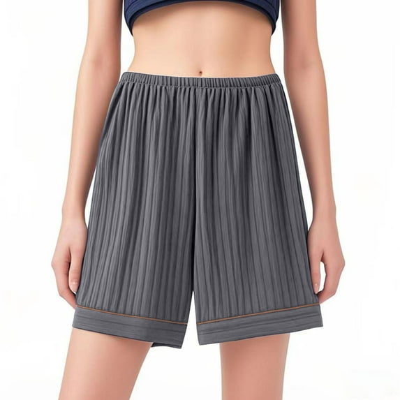 UAMVSH Cotton Pajama Shorts for Women Comfy Ribbed Knitted Lounge Shorts Plus Size Baggy Elastic Waist Summer Basic Sleep Pj Shorts
