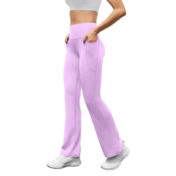 UAMVSH Dress Pants for Women Comfy High Waist Stretchy Yoga Flared Pants with Pockets Trendy Ladies Business Lounge Pants