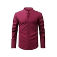thumbnail image 1 of UAMVSH Dress Shirts for Men Casual Business Long Sleeve Button down Tunic Tops Formal Slim Fit Stretchy Mock Neck Lounge T-Shirts(X-Large,Wine), 1 of 6