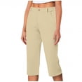thumbnail image 1 of UAMVSH Dressy Capris for Women Casual Summer Fall Business Straight Leg Capri Pants with Pockets Soft Work Office Cropped Pants(Large,Khaki), 1 of 5