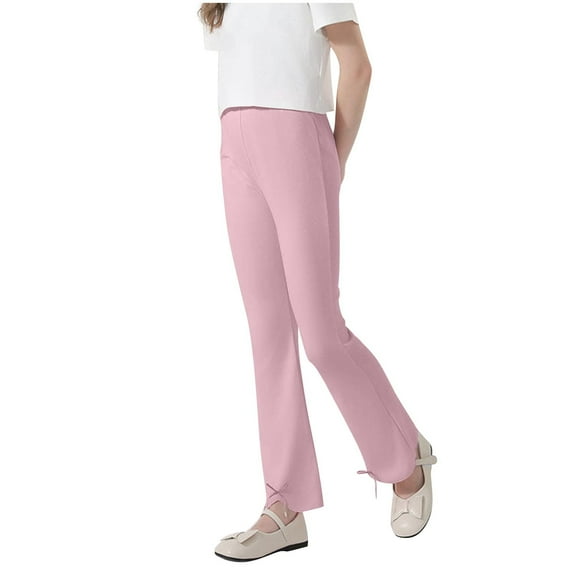 UAMVSH Flared Pants for Girls Slim Fit Bell Bottom High Waisted Athletic Lightweight Kids Dance Yoga Stretchy Bootcut Pants(11-12 Years,Pink)