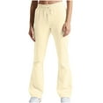 thumbnail image 1 of UAMVSH Flared Sweatpants for Women Comfy Running Athletic Bootcut Pants Fall Trendy Drawstring Bell Bottom Workout Pants with Pockets(Small,Beige), 1 of 5
