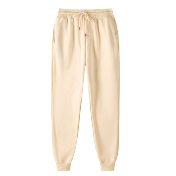 UAMVSH Fleece Lined Pants for Women Plus Size Running Workout Sweatpants with Pockets Warm Fuzzy Cinch Bottom Athletic Jogger Pants(Large,Khaki)