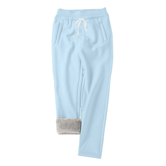 UAMVSH Fleece Lined Sweatpants Women Winter Warm Fuzzy Lined Athletic Joggers Pants with Pockets