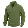 thumbnail image 1 of UAMVSH Fleece Shirts for Men Casual Long Sleeve Stand Collar T-Shirts Loose Fit Fuzzy 1/4 Zipper Pullover Tops Fall Warm Clothes(Large,Army Green), 1 of 6