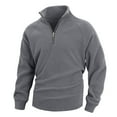 thumbnail image 1 of UAMVSH Fleece Shirts for Men Casual Long Sleeve Stand Collar T-Shirts Loose Fit Fuzzy 1/4 Zipper Pullover Tops Fall Warm Clothes(Small,Dark Gray), 1 of 6