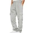 thumbnail image 1 of UAMVSH Fleece Sweatpants for Men Comfy Heavy Weight Drawstring Cargo Athletic Pants with Pockets Soft Wide Leg Sport Pants(SmallGray), 1 of 6