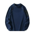 thumbnail image 1 of UAMVSH Fleece Sweatshirts for Men Comfy Warm Crew Neck Shirts Oversized Pullover Tops Trendy Fall Long Sleeve Plain Clothes with Zipper(Large,Navy), 1 of 6