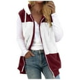 thumbnail image 1 of UAMVSH Fuzzy Fleece Jackets for Women Plus Size Warm Winter Hoodie Coats Color Block Sherpa Hoodie with Zipper Casual Shaggy Outerwear(XX-Large,Wine), 1 of 5