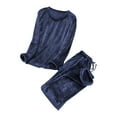 thumbnail image 1 of UAMVSH Flannel Loungewear Sets for Women Warm Winter Fuzzy Fleece Long Sleeve Pullover Two Piece Sleepwear Comfy Pajama Outfits(LargeNavy), 1 of 6