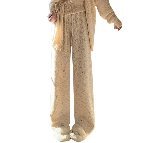 UAMVSH Fuzzy Pajama Pants for Women Warm Comfy Lounge Pants Soft Fleece Pjs Trouser Sleepwear Bottoms