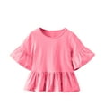 thumbnail image 1 of UAMVSH Girl's Loose Fit Babydoll Top Kids Long Bell Sleeve Flowy Blouses Basic Lightweight Solid Color Casual Shirts Clothes(3-4 Years,Pink), 1 of 7