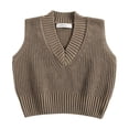 thumbnail image 1 of UAMVSH Girls Boys V Neck Sweater Vests Comfy Sleeveless Knitted Waistcoat Pullover Sweaters Kids Sleeveless Tank Tops(18-24Months,Khaki), 1 of 5