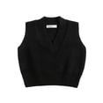 thumbnail image 1 of UAMVSH Girls Boys V Neck Sweater Vests Comfy Sleeveless Knitted Waistcoat Pullover Sweaters Kids Sleeveless Tank Tops(3-4 Years,Black), 1 of 5