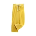 thumbnail image 1 of UAMVSH Girls Loose Fit Straight Wide Leg Pants Lightweight Ice Silk Elastic Waist Pants Kids Fall Pull on Casual Pants with Drawstring(13-14 Years,Yellow), 1 of 6