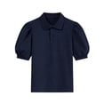 thumbnail image 1 of UAMVSH Girls Ruffle Short Sleeve Shirts Summer Doll Collar Tunic Blouse Child Kids Casual Stretch Button T-Shirt 5-15 Years, 1 of 6