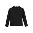 thumbnail image 1 of UAMVSH Girls Trendy Long Sleeve Shirts Soft Cotton Fashion Ruffle Turtleneck T-Shirt Fall Casual Solid Color Basic Pullover Tops(9-10Years,Black), 1 of 5