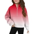 thumbnail image 1 of UAMVSH Gradient Girls Boys Sweatshirts Trendy Half Zip Long Sleeve Stand Collar Fleece Pullover Tops with Thumb Holes Unisex Clothes(13-14Years,Red 3), 1 of 5